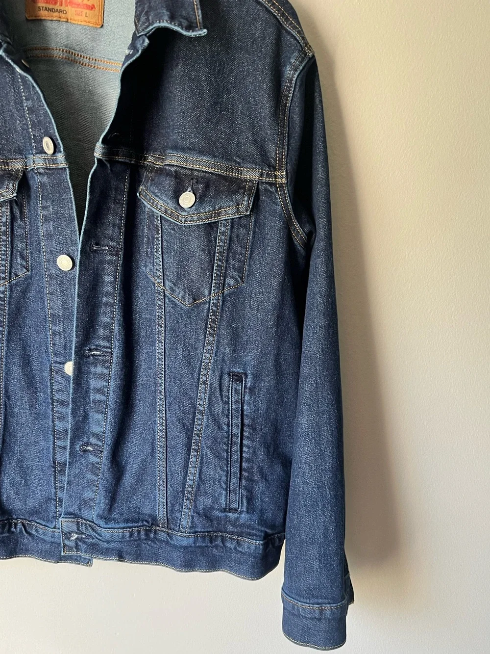 Levi's Men's Dark Blue Denim Jacket Size L PRE-OWNED